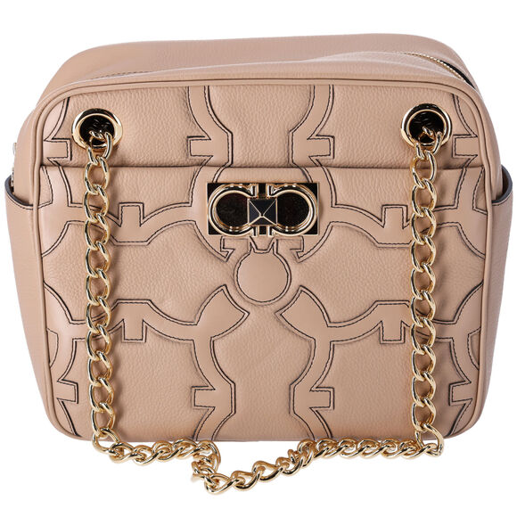 Salvatore Ferragamo Gancini Shoulder Bag 211412 Beige Leather - Picture 1 of 9